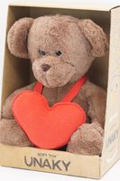 Мягкая игрушка в средней подарочной коробке Мишка Аха &quote;Шоколад&quote;, 24/32 см, с красным сердцем, 0906924S-44M