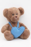 Мягкая игрушка Мишка Аха &quote;Шоколад&quote;, 24/32 см, с голубым сердцем, 0906924S-60