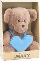 Мягкая игрушка в средней подарочной коробке Мишка Аха &quote;Шоколад&quote;, 24/32 см, с голубым сердцем, 0906924S-60M