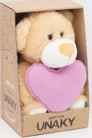 Мягкая игрушка в маленькой подарочной коробке Медвежонок Сильвестр золотой, 20/25 см с шариками для мелкой моторики с розовым флисовым сердцем, 0913120-33K
