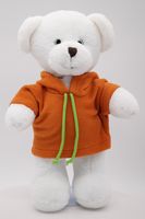 Мягкая игрушка Мишка Аха белоснежный в кирпичной флисовой толстовке, 33 см, 0913333S-17