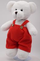 Мягкая игрушка Мишка Аха белоснежный в красном комбинезоне, 33 см, 0913333S-21