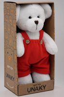 Мягкая игрушка в большой подарочной коробке Мишка Аха белоснежный в красном комбинезоне, 33 см, 0913333S-21L