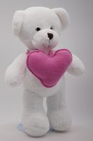Мягкая игрушка Мишка Аха белоснежный с розовым флисовым сердцем, 33 см, 0913333S-33