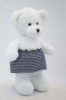 Мягкая игрушка Мишка Аха белоснежный, 33 см,в полосатой юбке, 0913333S-4