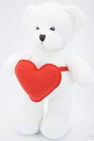 Мягкая игрушка Мишка Аха белоснежный, 33 см, с красным сердцем, 0913333S-44