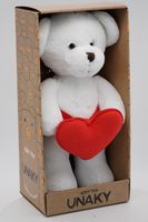 Мягкая игрушка в большой подарочной коробке Мишка Аха белоснежный с красным сердцем, 33 см, 0913333S-44L