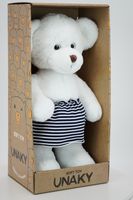 Мягкая игрушка в большой подарочной коробке Мишка Аха белоснежный, 33 см,в полосатой юбке, 0913333S-4L