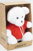 Мягкая игрушка в средней подарочной коробке Мишка Аха белоснежный в красной толстовке, 24/32 см, 0913424S-16M