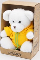 Мягкая игрушка в средней подарочной коробке Мишка Аха белоснежный в жёлтой толстовке, 24/32 см, 0913424S-18M