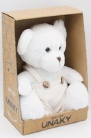 Мягкая игрушка в средней подарочной коробке Мишка Аха белоснежный в белом комбинезоне, 24/32 см, 0913424S-20M