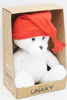 Мягкая игрушка в средней подарочной коробке Мишка Аха белоснежный в красном колпаке с кисточкой, 24/32 см, 0913424S-28M