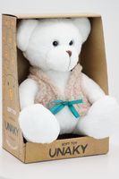 Мягкая игрушка в средней коробке Мишка Аха белоснежный , 24/32 см, в тёплой жилетке, 0913424S-3M