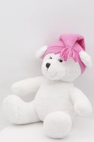 Мягкая игрушка Мишка Аха белоснежный , 24/32 см в розовом колпаке с кисточкой, 0913424S-40
