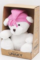 Мягкая игрушка в средней подарочной коробке Мишка Аха белоснежный , 24/32 см в розовом колпаке с кисточкой, 0913424S-40M