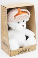 Мягкая игрушка в средней подарочной коробке Мишка Аха белоснежный в шапке ушанке, 24/32 см, 0913424S-43M