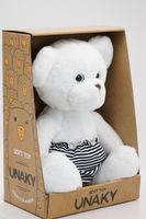 Мягкая игрушка в средней коробке Мишка Аха белоснежный , 24/32 см, в полосатой юбке, 0913424S-4M