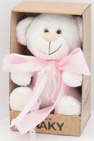 Мягкая игрушка в маленькой подарочной коробке Медвежонок Сильвестр белый, 20/25 см с розовым атласным бантом, 0913820-14K