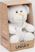 Мягкая игрушка в маленькой подарочной коробке Медвежонок Сильвестр белый, 20/25 см в белом флисовом комбинезоне, 0913820-20K