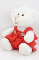 Мягкая игрушка в маленькой подарочной коробке Медвежонок Сильвестр белый, 20/25 см в красном флисовом комбинезоне, 0913820-21K