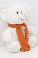 Мягкая игрушка Медвежонок Сильвестр белый в кирпичном шарфе, 20/25 см, 0913820-26