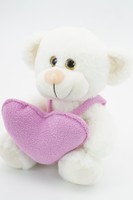 Мягкая игрушка Медвежонок Сильвестр белый, 20/25 см, с розовым сердцем, 0913820-33