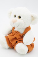 Мягкая игрушка Медвежонок Сильвестр белый, 20/25 см, в кирпичном флисовом комбинезоне , 0913820-37