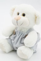 Мягкая игрушка Медвежонок Сильвестр белый, 20/25 см, в сером флисовом комбинезоне , 0913820-39