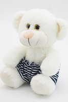 Мягкая игрушка Медвежонок Сильвестр белый, 20/25 см, в полосатой юбке, 0913820-4