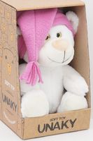 Мягкая игрушка в маленькой подарочной коробке Медвежонок Сильвестр белый, 20/25 см в розовом колпаке с кисточкой, 0913820-40K