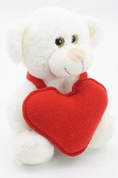 Мягкая игрушка Медвежонок Сильвестр белый, 20/25 см, с красным флисовым сердцем, 0913820-44