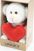 Мягкая игрушка в маленькой подарочной коробке Медвежонок Сильвестр белый, 20/25 см, с красным флисовым сердцем, 0913820-44K