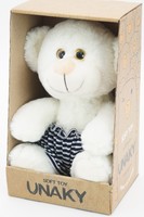 Мягкая игрушка в маленькой подарочной коробке Медвежонок Сильвестр белый, 20/25 см, в полосатой юбке, 0913820-4K