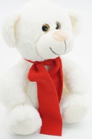 Мягкая игрушка Медвежонок Сильвестр белый, 20/25 см, в красном флисовом шарфе, 0913820-50