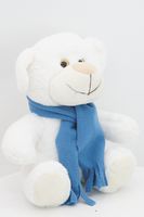 Мягкая игрушка Медвежонок Сильвестр белый, 20/25 см в голубом флисовом шарфе, 0913820-54