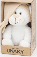 Мягкая игрушка в маленькой подарочной коробке Медвежонок Сильвестр белый, 20/25 см в бежевом колпаке с кисточкой, 0913820-57K