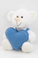 Мягкая игрушка Медвежонок Сильвестр белый, 20/25 см с голубым флисовым сердцем, 0913820-60