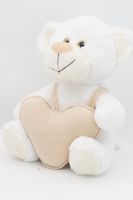 Мягкая игрушка Медвежонок Сильвестр белый, 20/25 см с бежевым флисовым сердцем, 0913820-61
