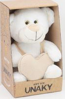 Мягкая игрушка в маленькой подарочной коробке Медвежонок Сильвестр белый, 20/25 см с бежевым флисовым сердцем, 0913820-61K