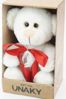 Мягкая игрушка в маленькой подарочной коробке Медвежонок Сильвестр белый, 20/25 см, в красном атласном узком банте, 0913820-70K