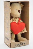 Мягкая игрушка в большой подарочной коробке Медведица Кристл с красным флисовым сердцем, 24/40 см, 0935840-44L