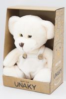 Мягкая игрушка в средней подарочной коробке Мишка Аха Великолепный малый 24/32 см в белом флисовом комбинезоне, 0937224S-20M