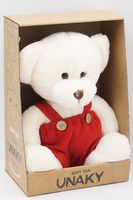 Мягкая игрушка в средней подарочной коробке Мишка Аха Великолепный малый 24/32 см в красном флисовом комбинезоне, 0937224S-21M