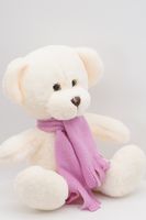 Мягкая игрушка Мишка Аха Великолепный малый 24/32 см во флисовом шарфе цвета цикламен, 0937224S-51