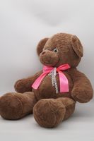 Мягкая игрушка Мишка Аха Великолепный большой, коричневый 50/70 см, в розовом атласном банте, 0938350BS-14
