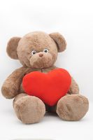 Мягкая игрушка Мишка Аха Великолепный большой, коричневый 50/70 см, с большим красным флисовым сердцем, 0938350BS-45