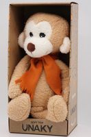 Мягкая игрушка в большой подарочной коробке Мартышка Лорейн в кирпичном флисовом шарфе, 26/38 см, 0969326-26L