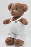 Мягкая игрушка Мишка Аха Шоколад в белом флисовом комбинезоне, 33см, 904533S-20