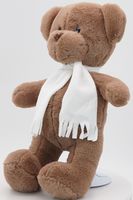 Мягкая игрушка Мишка Аха &quote;Шоколад&quote; в белом флисовом шарфе , 33см, 904533S-25