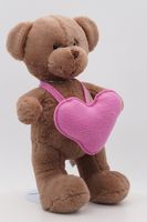 Мягкая игрушка Мишка Аха &quote;Шоколад&quote; с розовым флисовым сердцем , 33см, 904533S-33
